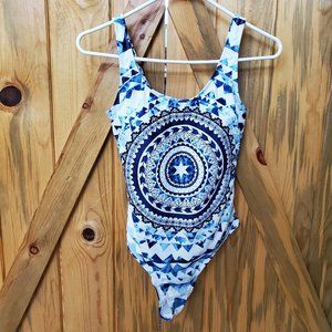 Cupshe One Piece Swimsuit Blue Circle Design